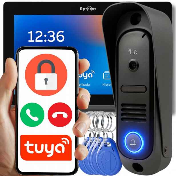 Wifi Videotelefon Tuya Kabelový Video Domofon Sada Čtečka Rfid Branka
