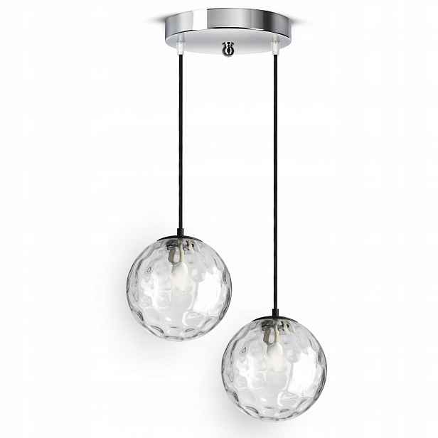 Závěsná stropní lampa Skleněný lustr Koule Průhledné EZ2 Chrome Led