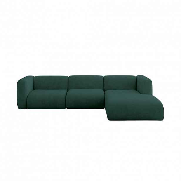 ALTDECOR ROHOVÁ SEDAČKA S PRAVOU OTOMANOU MIRA-L2 318x179x89 Zelená Velur