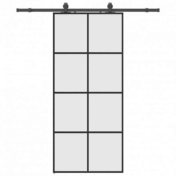 vidaXL Posuvné dveře se sadou kování černé 90x205 cm ESG Glass