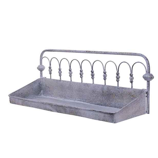 Béžová antik nástěnná kovová police - 55*18*21 cm Clayre & Eef