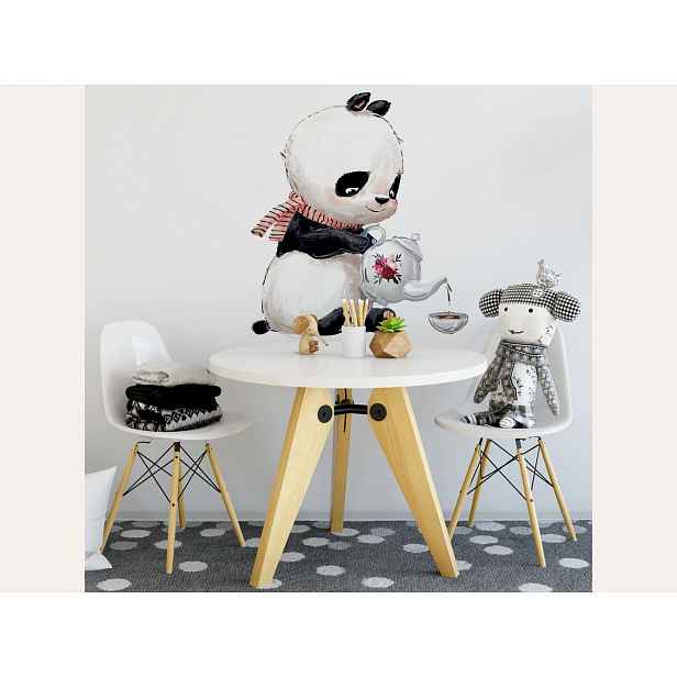 DEKORACJAN Nálepka na stěnu - Panda s konvičkou