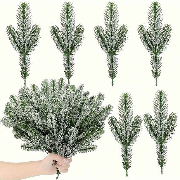 TEMU 8-32ks Vánoční dekorace, Umělé květiny, DIY doplňky na vánoční stromeček, Umělé borové jehličí, Zimní umělé sázení, Sametové borové větve, Lze