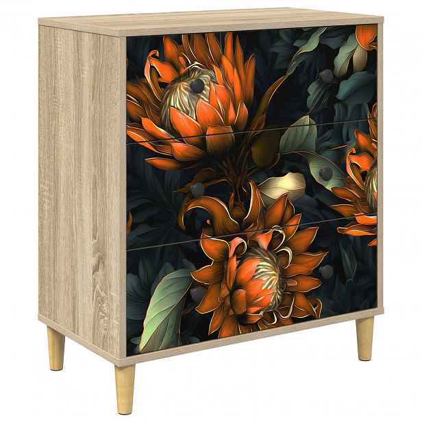 vidaXL Příborník LOCHEM Oranžový potisk 66 x 36,5 x 75 cm Sonoma