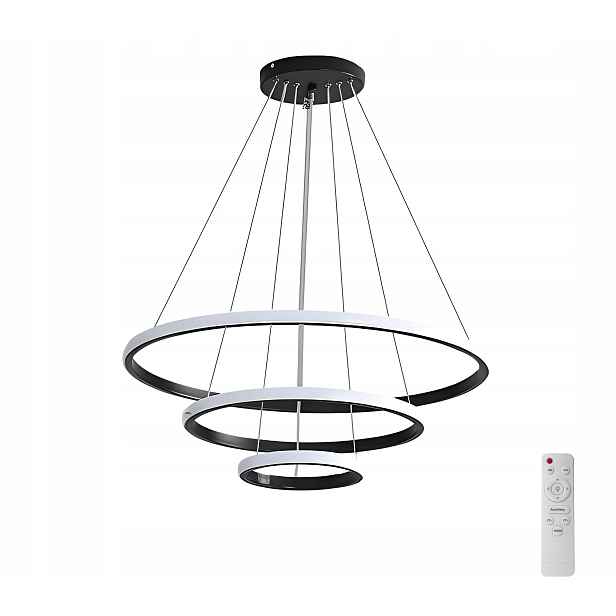 Stmívatelná Závěsná Lampa Černá Lustr Led S Dálkovým Ovládáním Do Obývacího Pokoje