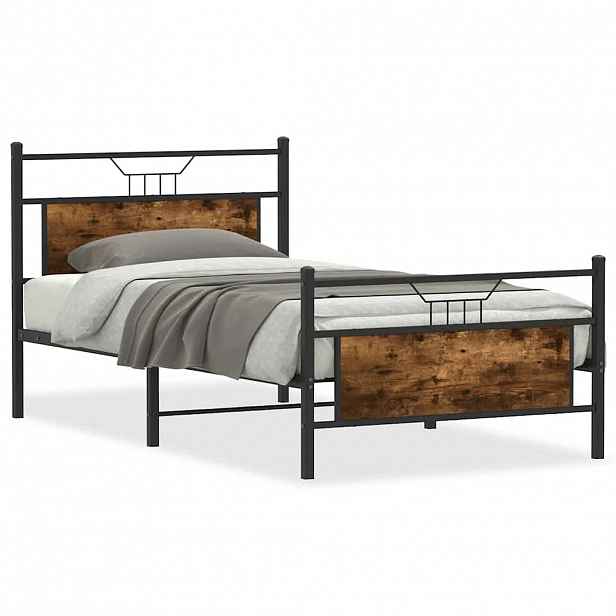 vidaXL Rám postele bez matrace kouřový dub 100x200 cm kompozitní dřevo