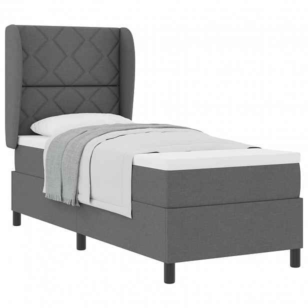 vidaXL Postel s boxspringem s čelo Tmavě šedá 80 x 200 cm textil