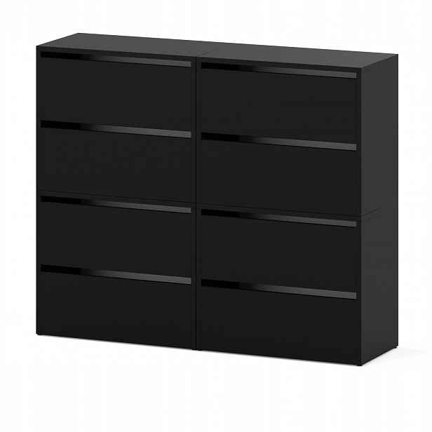 Botník Vysoká Černá 120 CM 8 Polic Regál Stojan Bez Sedadla Loft