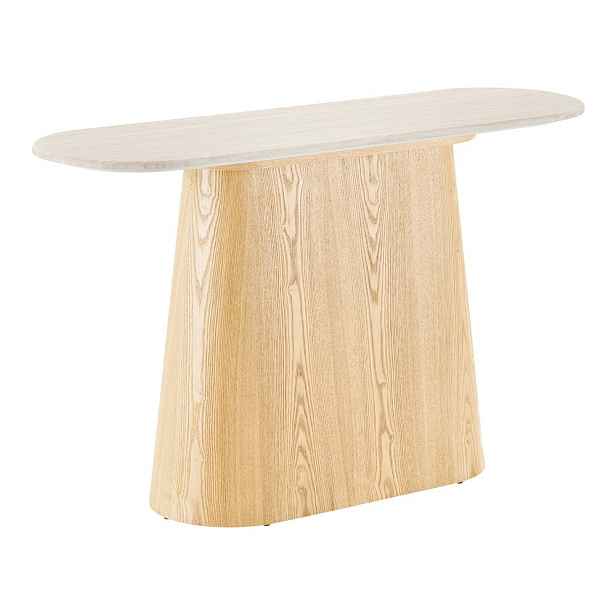 Krémový/v přírodní barvě konzolový stolek s deskou z kamene 40x130 cm Larvik – House Nordic