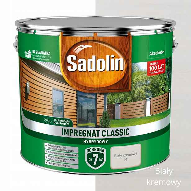 Sadolin Klasická Ochranná A Dekorativní Impregnace Na Strom 9 L Bílá Krémová
