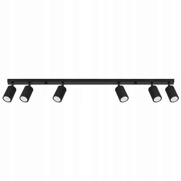 Sollux Stropní svítidlo černá podlouhlá 117 cm, vroubkované reflektory, 6 bodů