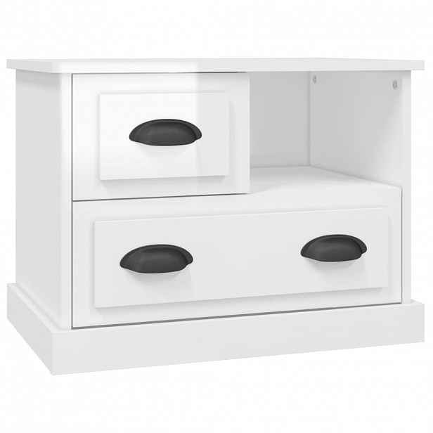vidaXL Noční stolek bílý s vysokým leskem 60 x 39 x 45 cm
