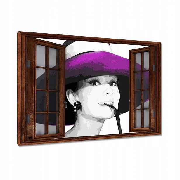 Obrazy 120x80 Hepburn v klobouku