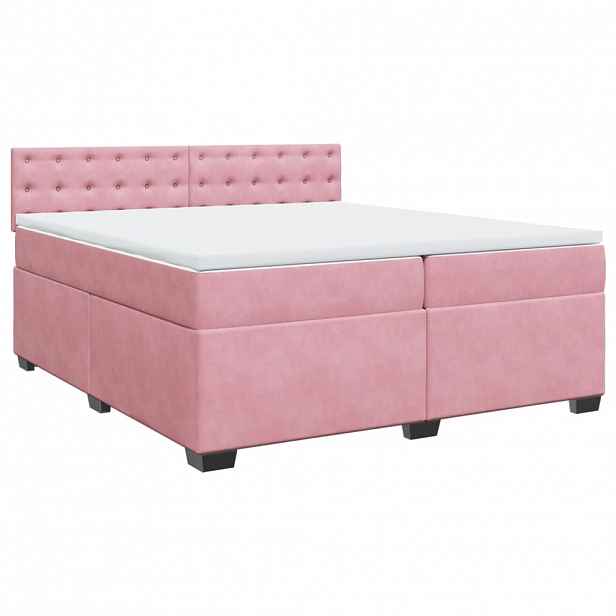 vidaXL Box spring postel s matrací růžová 200x200 cm samet