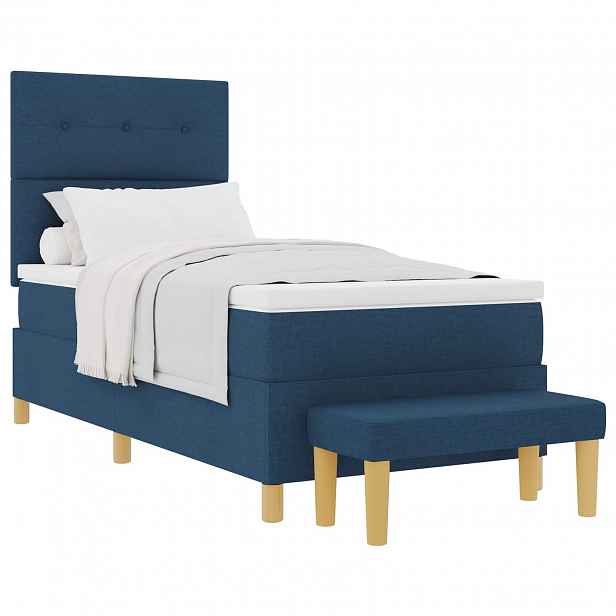 vidaXL Postel s boxspringem s čelo Modrá 200 x 90 cm textil