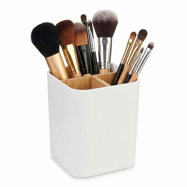 Arte Regal Kosmetický stojan s 3 přepážkami - na make-up, štětce, kartáčky BERILO, bílý