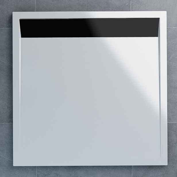 SanSwiss WIQ 090 06 04 Sprchová vanička čtvercová 90×90 cm bílá, kryt černý, skládá se z WIQ 090 04 a BWI 090 06 04