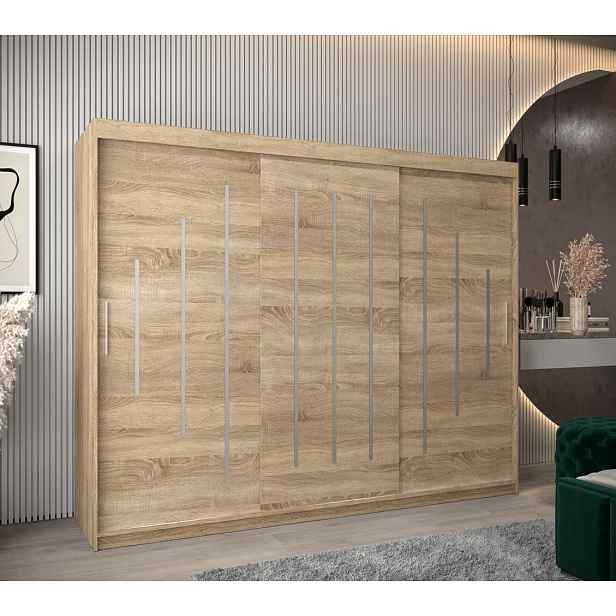 Šatní skříň ESTER - šířka 250 cm, dub sonoma