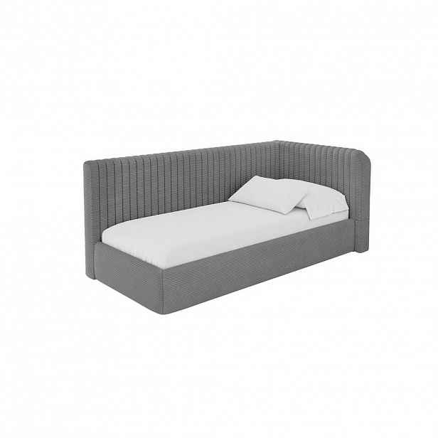 ALTDECOR JEDNOLŮŽKOVÁ POSTEL pro mládež s úložným prostorem, vlevo - AURY 90x200 tmavě šedá