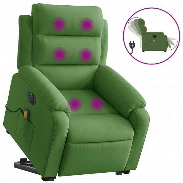 vidaXL Elektrické zvedací masážní polohovací křeslo zelené samet