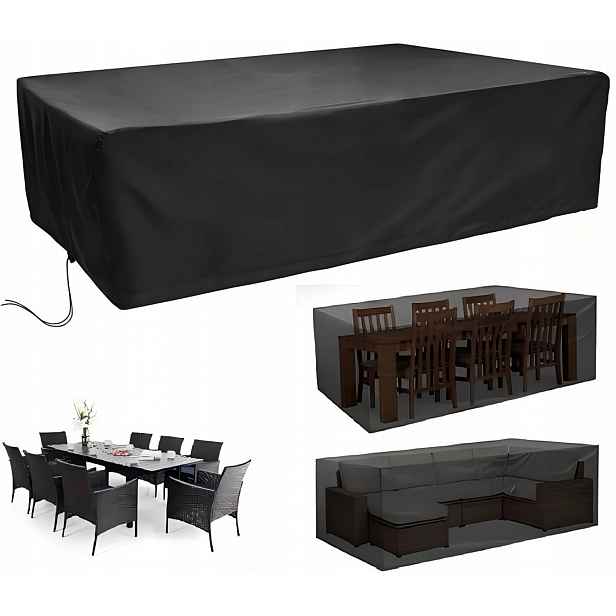 Obal Na Zahradní Nábytek 250x200x80 cm Velký Voděodolný Silný Černý