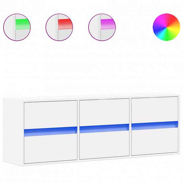 vidaXL Nástěnná TV skříňka s LED osvětlením bílá 130 x 31 x 45 cm