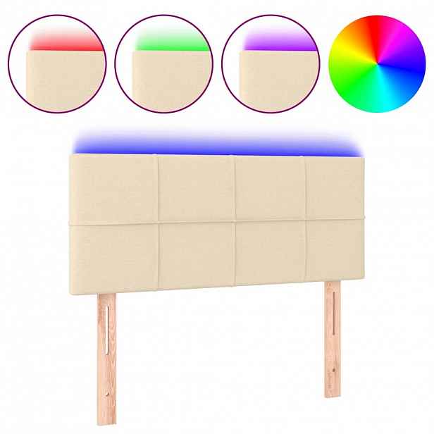 vidaXL Čelo postele s LED krémové 90x5x78/88 cm textil
