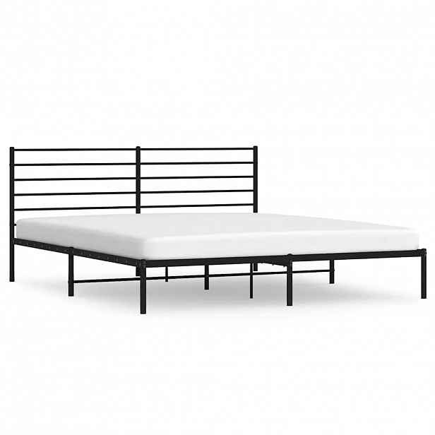vidaXL Kovový rám postele s čelem černý 183 x 213 cm