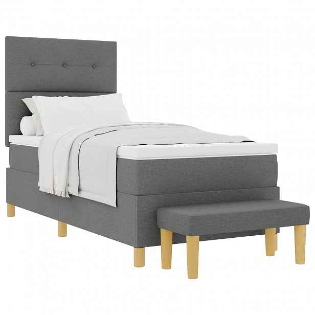 vidaXL Postel s boxspringem s čelo Tmavě šedá 200 x 100 cm textil