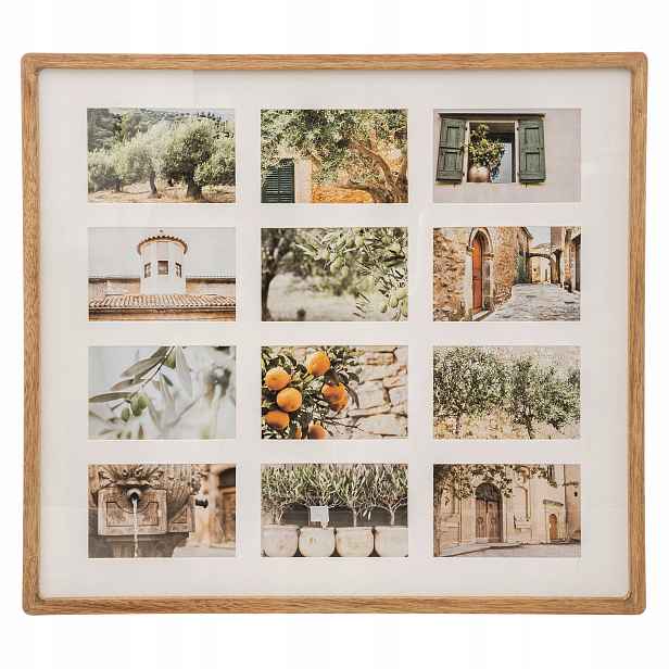 Dřevěný Fotorámeček Koláž Na 12 Fotografií 59,2 X 1,8 X 53,8 CM