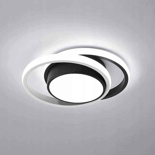 Moderní Led Stropní Svítidlo, Kruhové, Bílo-černé, 36W, Studená Bílá (6500K)