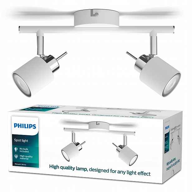 Stropní Svítidlo Reflektor Nástěnný 2x GU10 Bílá Meranti Philips