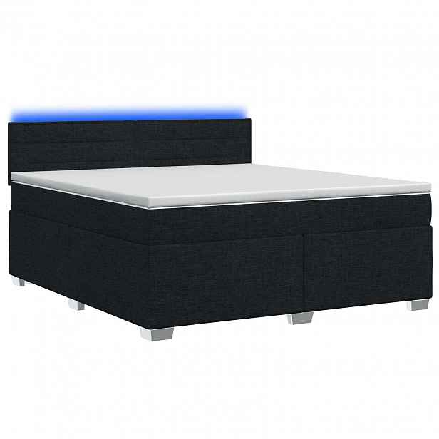vidaXL Box spring postel s matrací a LED Černá 160 x 200 cm Textil