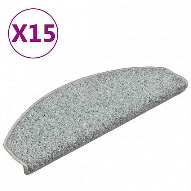 vidaXL Rohožky na schody 15 ks 65 x 24 x 4 cm Non-Slip Bílá a šedá