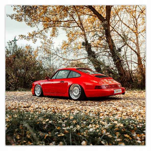 Plakáty 140x140 Červené Porsche Auto