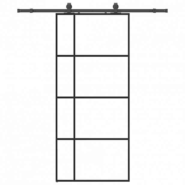 vidaXL Posuvné dveře se sadou kování černé 90x205 cm ESG Glass