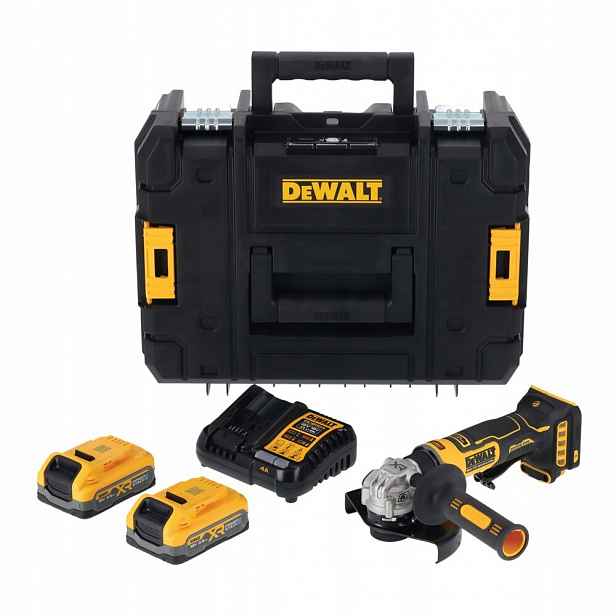 Aku úhlová bruska 125 mm, 2x3.5 Ah, 18 V, Dewalt [DCG404S2T-QW]
