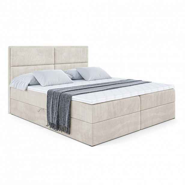 ALTDECOR AMERICKÁ postel s matrací H4 a roštem – AURA – 200 x 200 – H4 – ecru