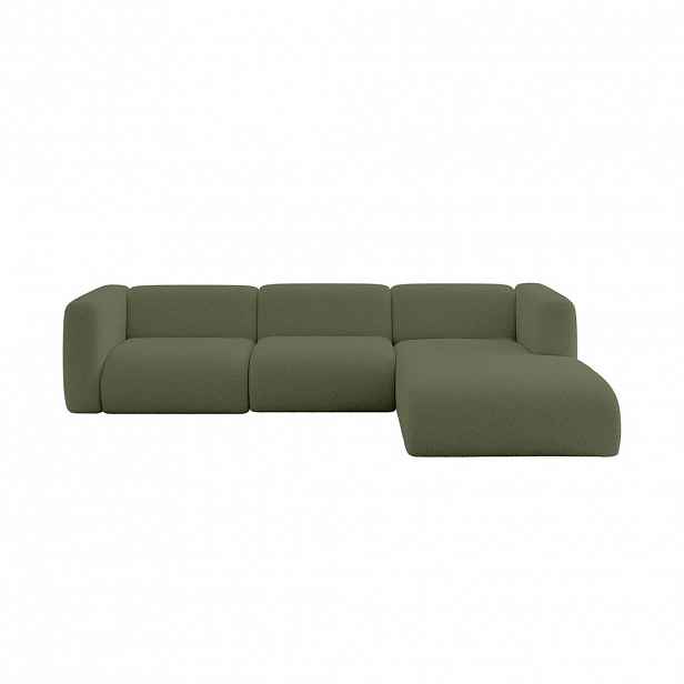 ALTDECOR ROHOVÁ SEDAČKA S PRAVOU OTOMANOU MIRA-L2 318x179x89 Zelená Bouclé