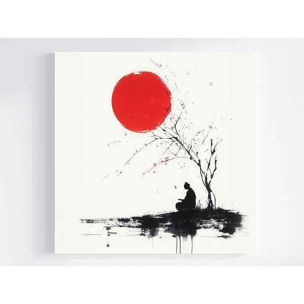 Obraz Na Plátně Canvas Grafika Asie Japonsko Měsíc Strom Samuraj 50x50