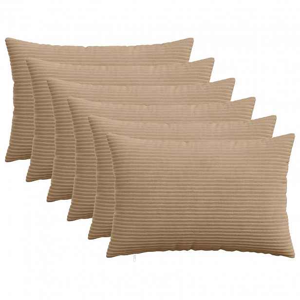 vidaXL Povlak na polštář 6 pcs HEERLEN Hnědá 40 x 60 cm manšestr