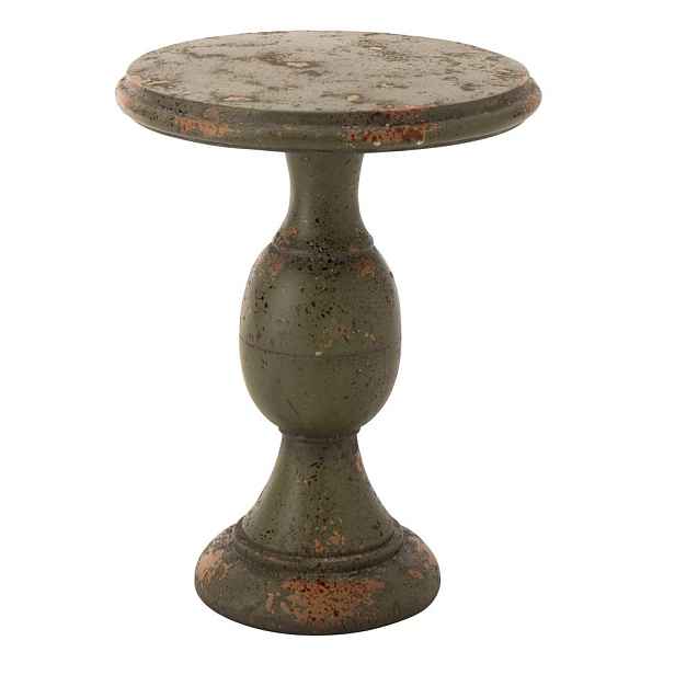 Zelený antik odkládací stůl Antiqou French - Ø 41*58 cm J-Line by Jolipa