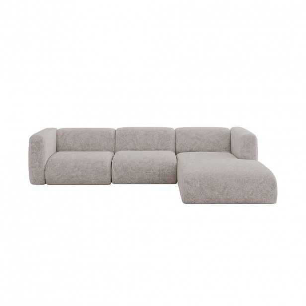 ALTDECOR ROHOVÁ SEDAČKA S PRAVOU OTOMANOU MIRA-L2 318x179x89 Světle šedá Velur