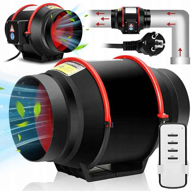 Kanálový Ventilátor 540 m³/h Tichý Odtahový Ventilátor S Dálkovým Ovládáním