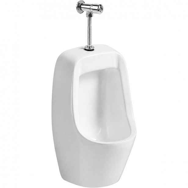 Pisoár závěsný Vulcan - včetně tlačného ventilu - bílá lesklá - 48x29 cm