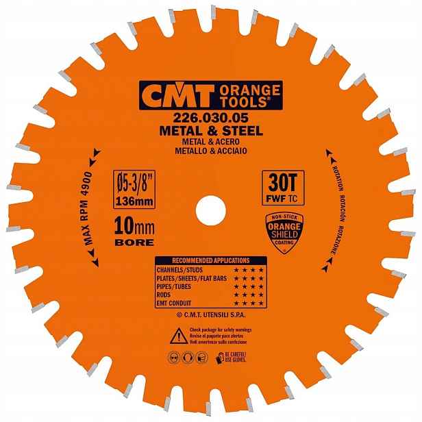 Cmt Pila Hm pro ocel 136x10x30Z Ocel Standard 226.030.05