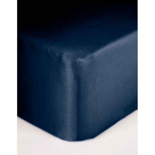 Saténové prostěradlo navy blue s gumou 160x200 Maro Home