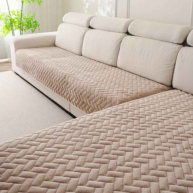 TEMU Obdélníkový 2ks moderní prošívaný tlustý plyšový potah na pohovku - Ultra měkký, tlustý plyšový materiál, vhodný pro domácí mazlíčky, pratelný v