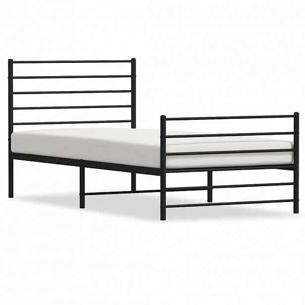 vidaXL Kovový rám postele s hlavovým a nožním čelem černý 80 x 200 cm