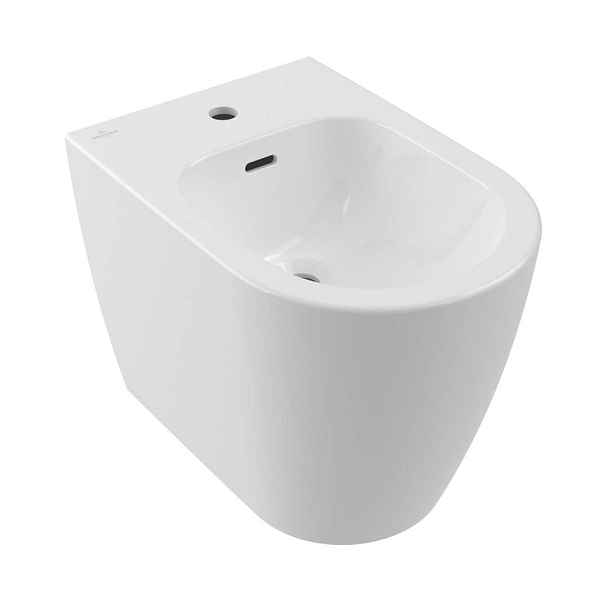 Villeroy & Boch Skyla - Stojící bidet, s přepadem, otvor pro baterii, CeramicPlus, alpská bílá 743000R1